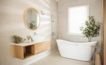 Baignoire moderne dans une salle de bain rénovée