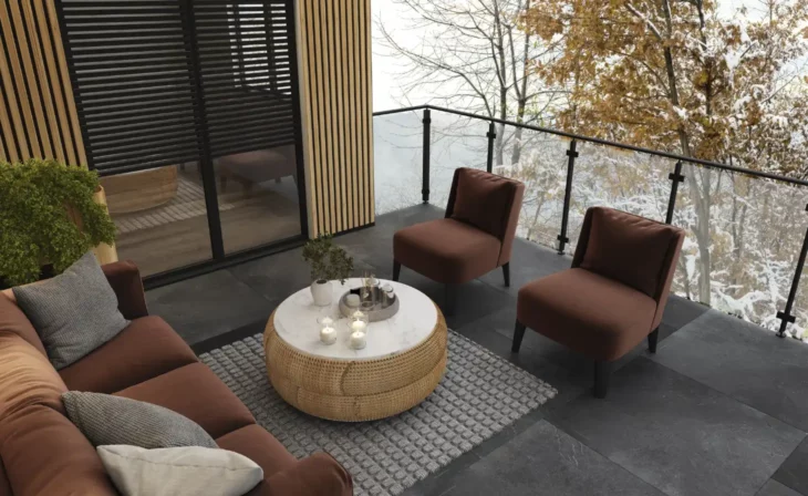 Carrelage extérieur sur une terrasse