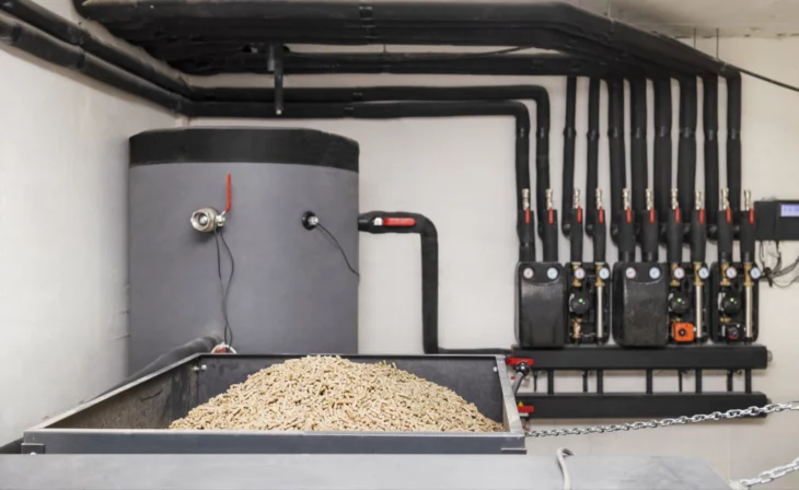 Chaudière à granulés avec ECS dans une maison de grande surface