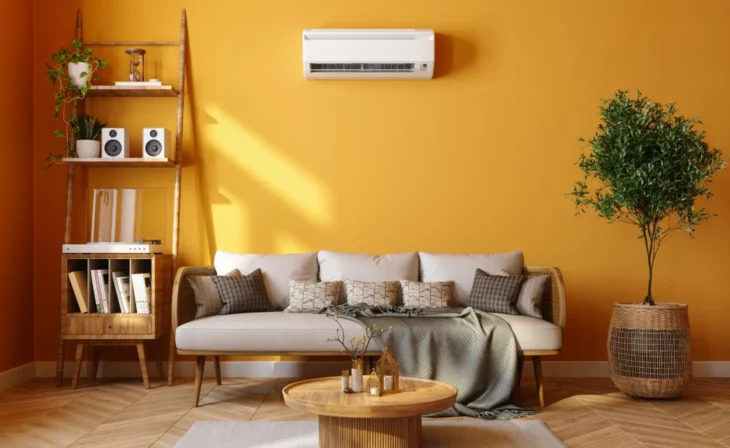 Clim réversible split dans un salon