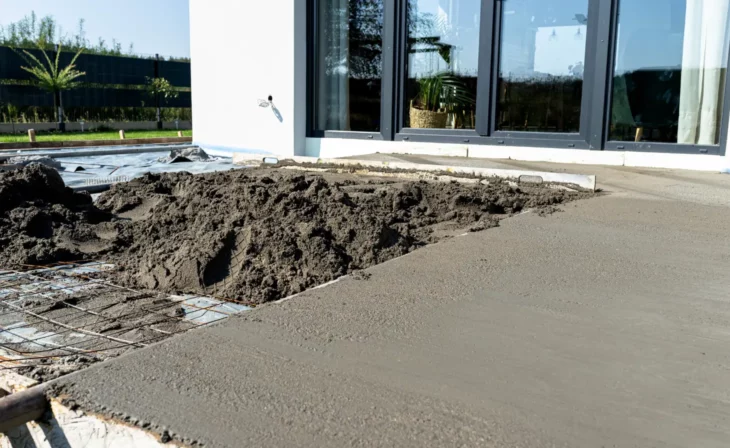 Construction d'une dalle en béton pour faire une terrasse