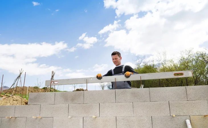 Construction d'un mur de clôture en parpaing