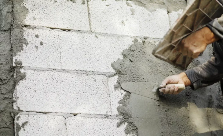 Enduisage d'un mur en parpaing
