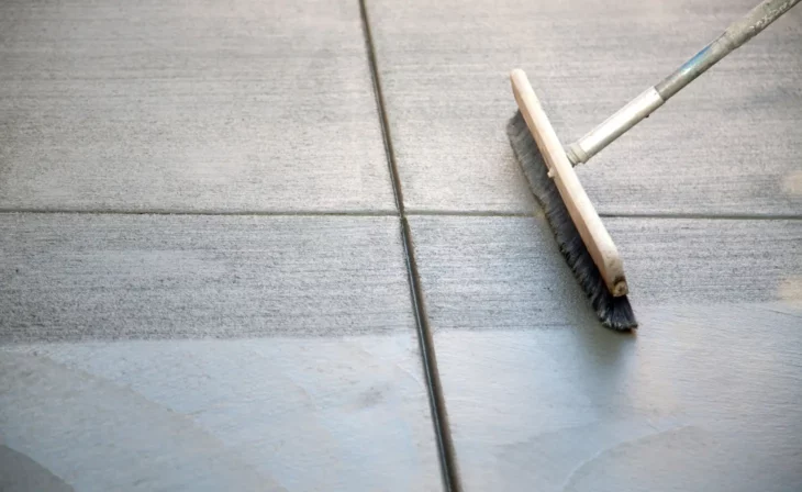 Finition d'une terrasse en béton balayé