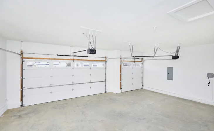 Intérieur d'un garage double nouvellement construit