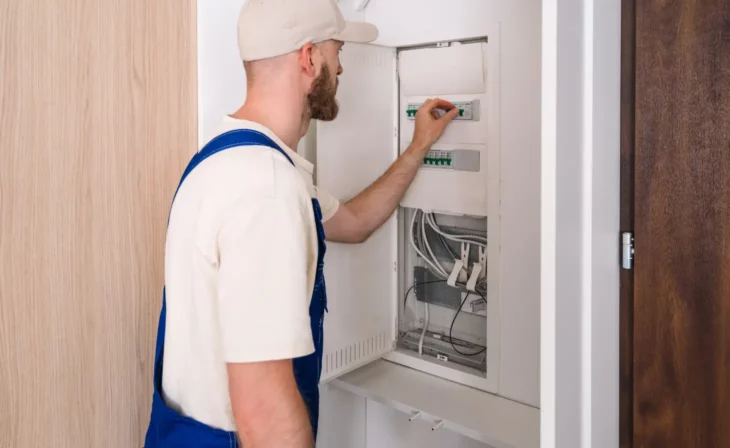 Mise en service d'un tableau électrique moderne avec emplacement pour coffret de communication