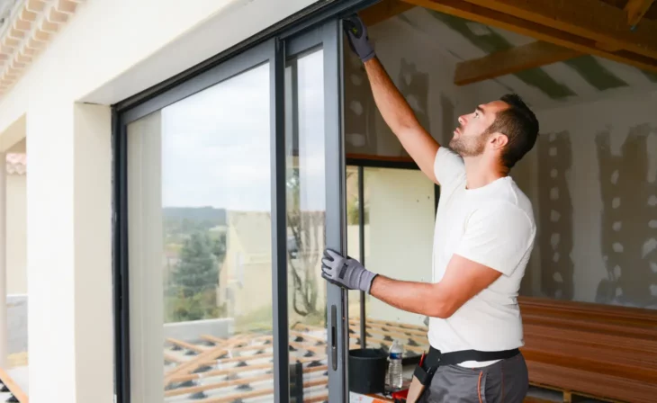 Pose d'une baie vitrée dans une maison en rénovation totale