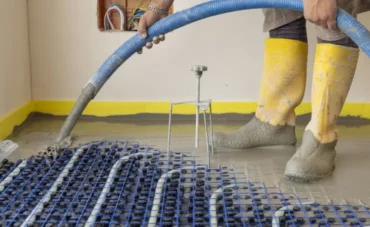 Réalisation d'un chape liquide sur un chauffage au sol